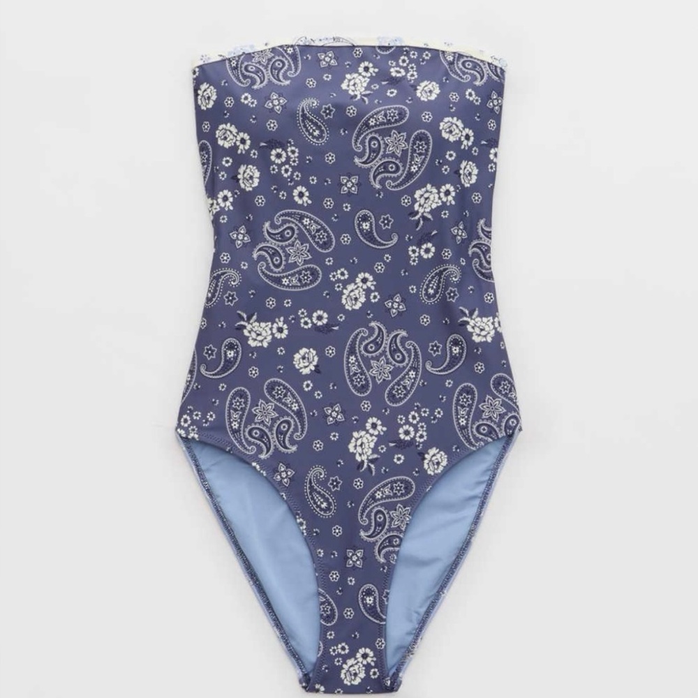 Blue Paisley One Piece Swimsuit NWOT - Picture 3 of 8